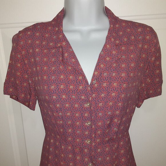 Eddie Bauer Dress Sz 2/4 * Red & Purple * Y2K * Short Flippy * Elegant Details * - Picture 3 of 10